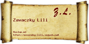 Zavaczky Lili névjegykártya